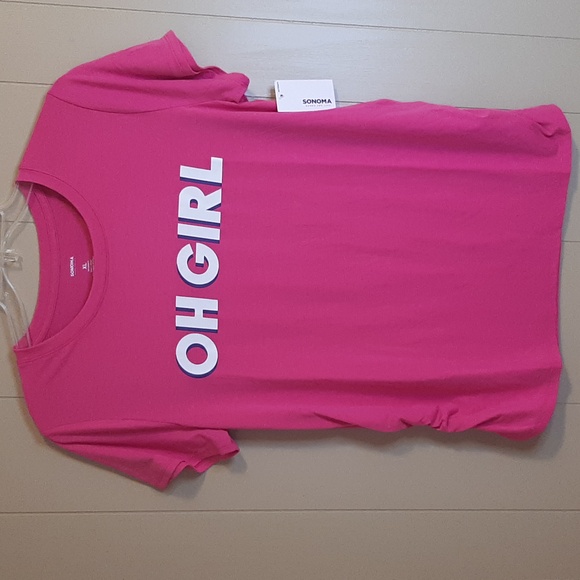Sonoma Tops - Maternity Tee Shirt Sonoma Brand Vibrant Pink With OH GIRL On Front Size XL